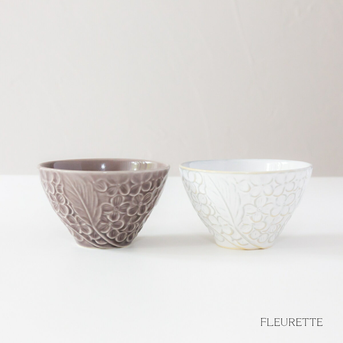 美濃焼 FLEURETTE フルレット ボウルアジサイ 花柄 カップ 小鉢 陶器 食器 皿 和食器 洋風 引き出物 ギフト お祝い 内祝い 結婚祝 引越し 新築 誕生日祝 日本製