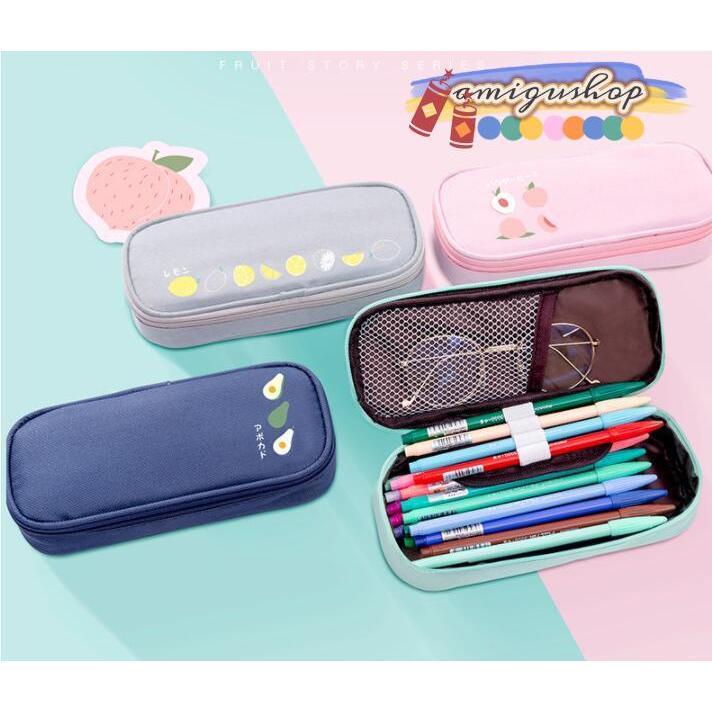ペンケース 筆箱 ポーチ フルーツパターン 大容量 おしゃれ 男子 女子 高校生 中学生 小学校 シンプル