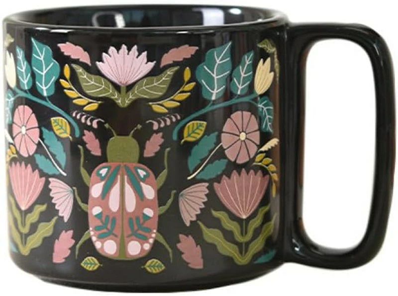 マグカップ フラワー シンプル 300ml モダン ホワイト 磁器 普段使い ブラック 北欧風 ボタニカル 食器 コップ インテリア キッチン 北欧雑貨 Mug...