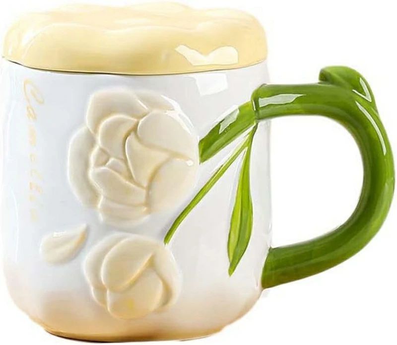 マグカップコーヒー マグ 3D ローズ セラミックカップマグカップ ピンク 黄 薄緑色 水色 レディースマグカップ プレゼント デザイン03 結婚お祝い マグカップ 豪華な北欧風 優雅なフラワー柄
