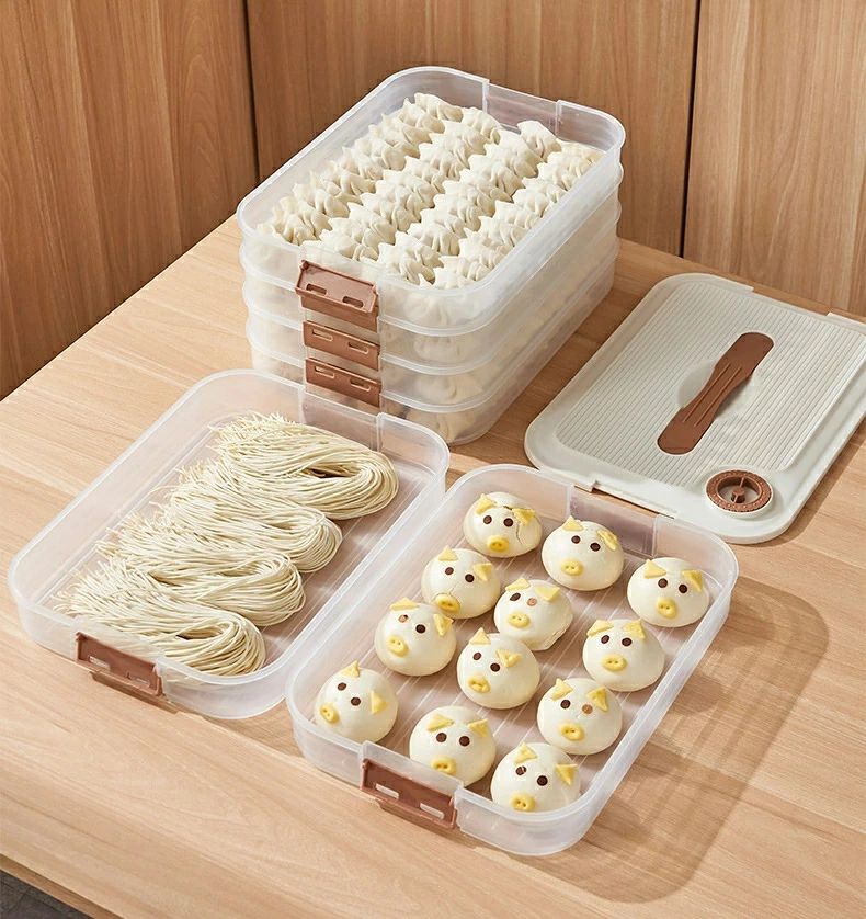 餃子ケース 冷凍餃子ケース ストレージ 収納 電子レンジ対応 冷凍対応 1層 2層 3層 4層 大容量 平型 ワンタン 収納ボックス 冷蔵ボックス ボックス ギョーザケース 冷凍餃子 ワンタン箱 家庭用 冷蔵庫用 キッチン収納 フレッシュ