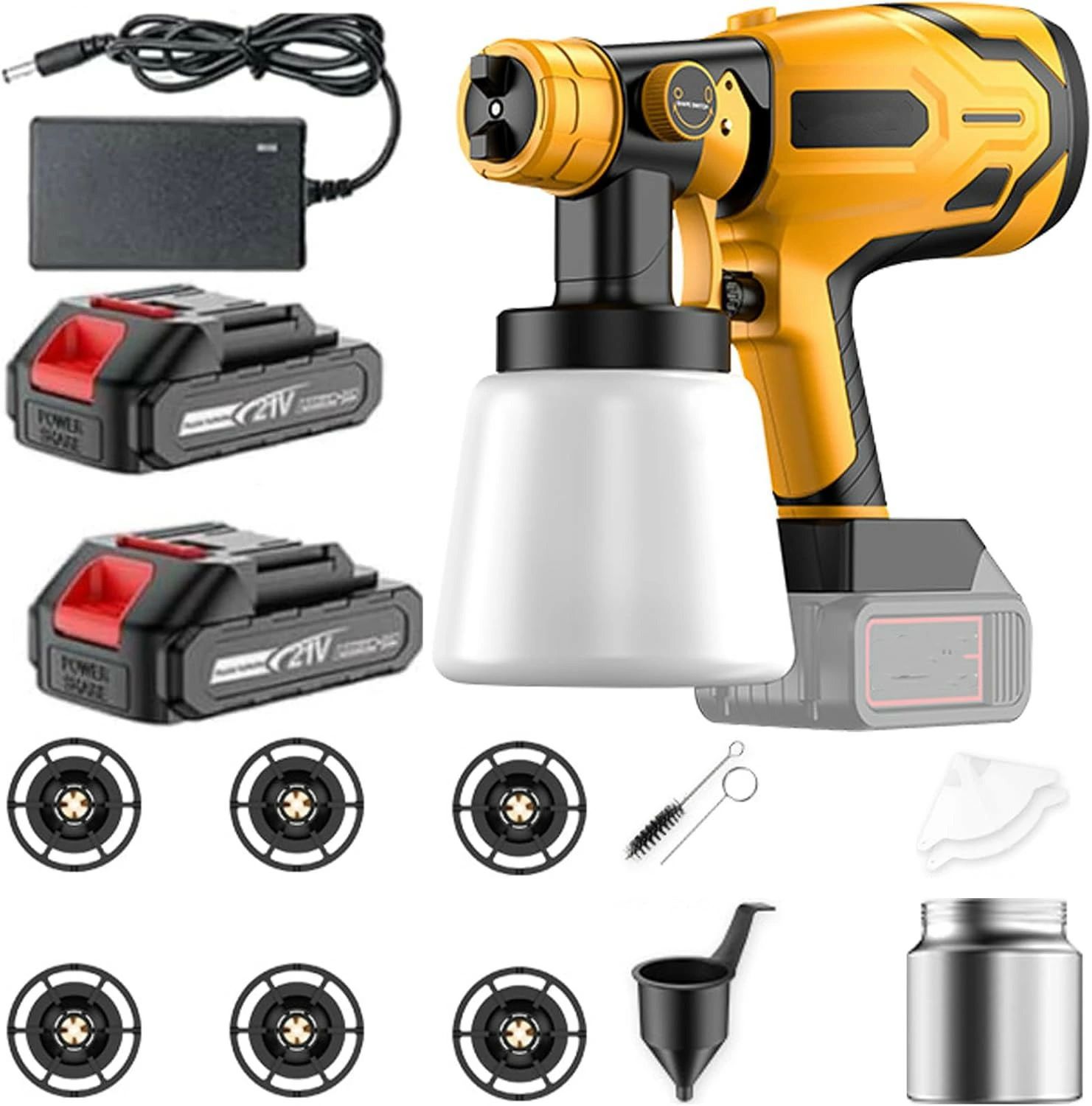 コードレススプレーガン 充電式 電動スプレーガン マキタ18Vバッテリー対応 バッテリー2枚付属 電動ス..