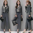 ショート丈ジャケット セットアップ 2点セット パンツスーツ 上下セット レディース スーツ ビジネススーツ パンツドレス スーツ