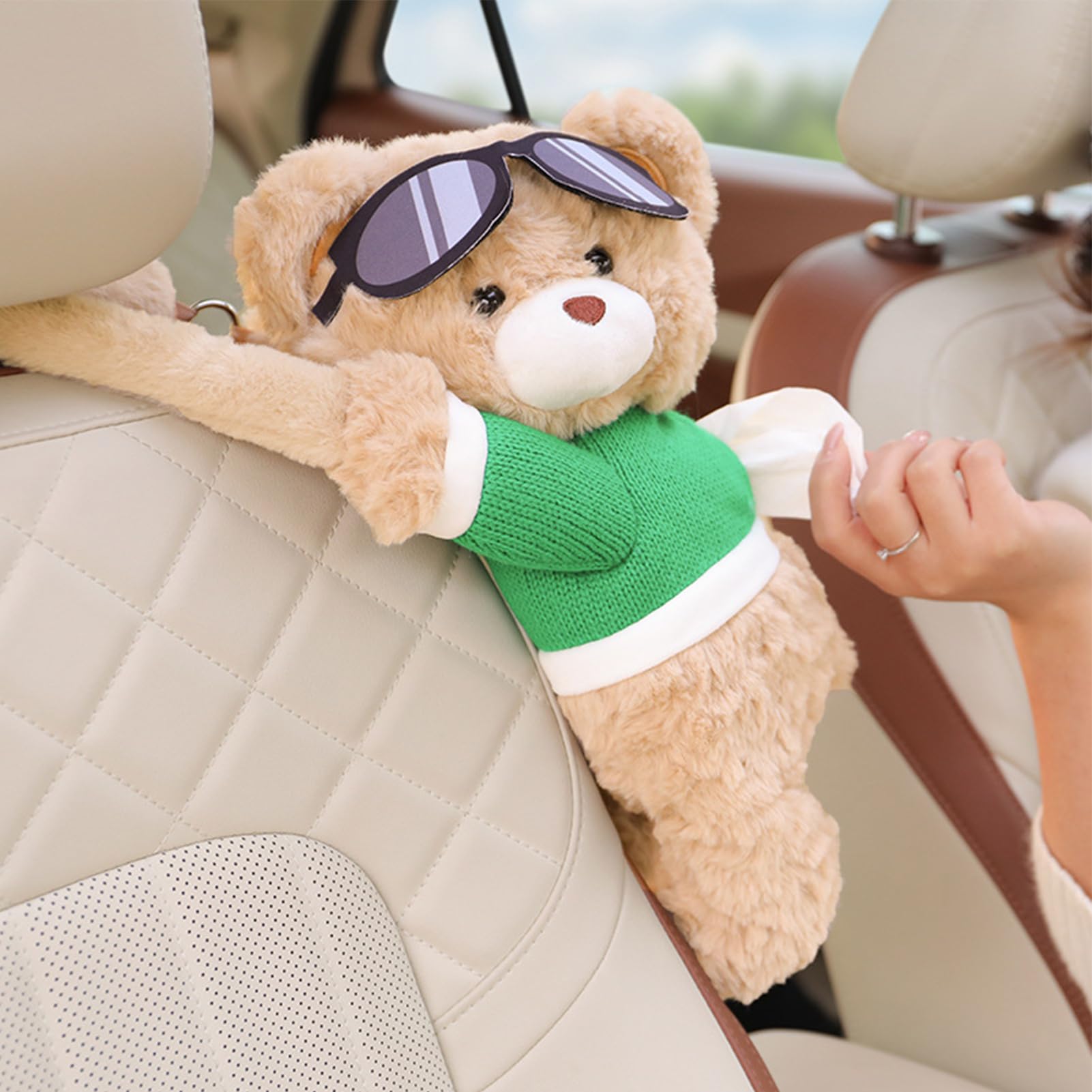 カー キャラクター ティッシュボックス - くまのキャラクター ティッシュボックス カバー 車載用 シー..