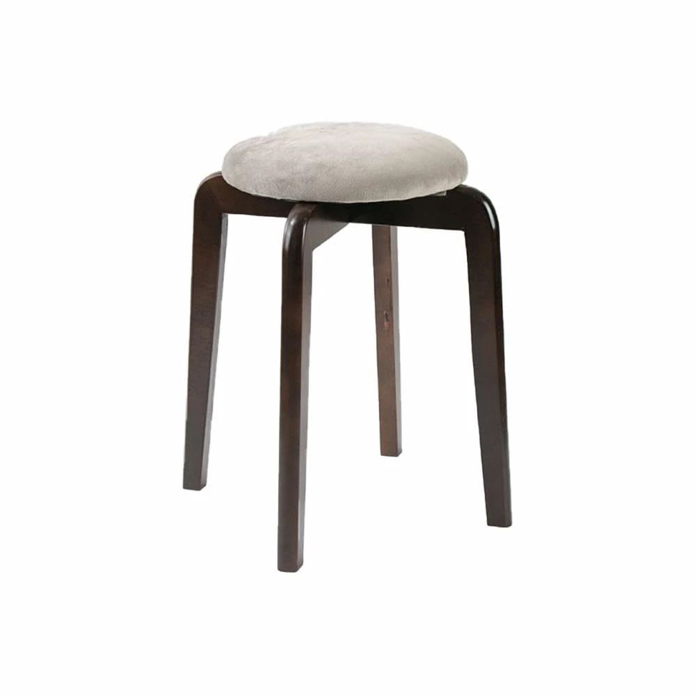 スツール 木製 クッション 丸椅子 スタッキングチェア 積み重ね 北欧 おしゃれ 玄関 リビング キッチン オフィス 来客用 食事 (グレー3−ブラウン(35*45cm))