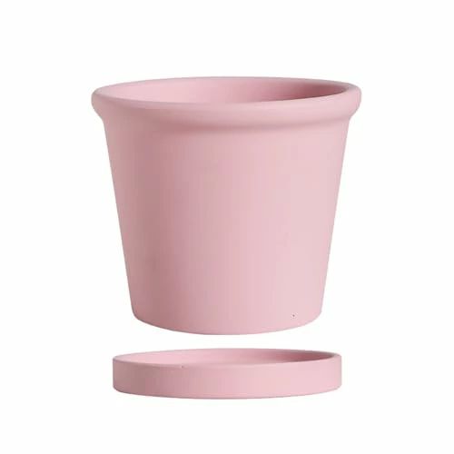 陶器鉢 植木鉢 陶器鉢 セラミック 鉢 受け皿付き 観葉植物 円筒形鉢 おしゃれ穴付き プランター シンプル 鉢 プランター おしゃれインテリア 部屋 オフィス 室内 飾り 観葉植物 多肉植物 16*13cm 2つサイズ （ホワイト ） (ピンク 16*13cm （トレイ付き）)