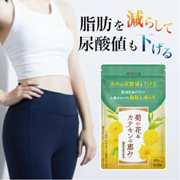 【エントリーでP10倍】ダイエットサプリ 尿酸値を下げる 尿酸値 サプリ 脂肪燃焼 カテキン ルテオリン 尿酸 薬 内臓脂肪 脂肪を減らす 菊の花 皮下脂肪 菊の花＆カテキンの恵み サポニン 尿酸と脂肪 プリン体 和漢の森 尿酸値特集