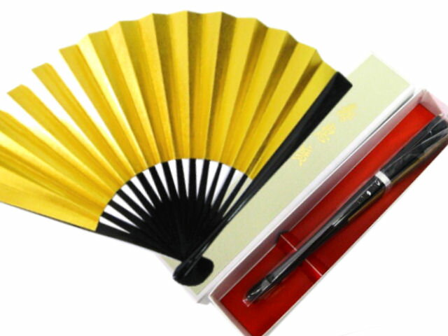 〈祝儀扇子〉留袖用広末金銀リバーシブル扇子【黒塗】長さ18cm