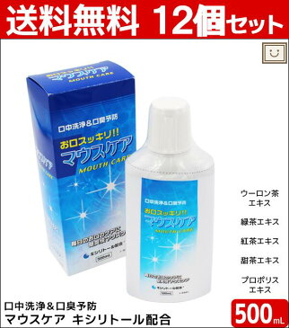 あす楽 送料無料 マウスケアSEAS 500mL 12個セット | 洗口液 マウスウォッシュ 無香料 無着色 無防腐剤 無界面活性剤 ヤニ 歯石 歯石沈着 口内洗浄 口臭 ニオイ キシリトール ウーロン茶エキス 緑茶エキス 紅茶エキス 甜茶エキス プロポリスエキス お口 口内ケア 洗口剤