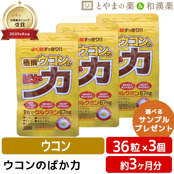 楽天とやまの薬＆和漢薬【レビューキャンペーン実施】極撰ウコンのばか力 36粒 3個 セット | ウコン シリマリン オルニチン サ 敬老 健康食品 敬老の日 ギフト 健康食品 サプリ サプリメント 食事で不足 うこん 飲む前に飲む 飲む前 飲み会 宴会 お酒 体 身体