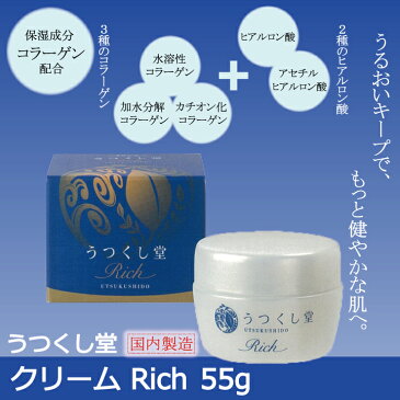 あす楽 うつくし堂 クリーム Rich | 和漢 米ぬか ヨクイニン ユキノシタ しっとり ヒアルロン酸 コラーゲン 肌ケア フェイスクリーム スクワラン 肌代謝 化粧品 和漢成分 クリーム 敬老の日 贈り物 顔 保湿 基礎化粧品 女性 コメヌカ 化粧下地 ミリオナ化商品 美肌 美容