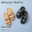 【ポイント5倍】【SALE】サンダル レディース 厚底 ボリュームソール トレンド つっかけ ミュール 黒 ベージュ ビジューバックルコンフォートサンダル
