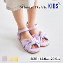 【ポイント5倍】キッズ サンダル クッション入り リボン 可愛い 女の子 マジックテープ パープル ホワイト イエロー ボンパデットサンダル