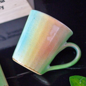 レインボーマグ（単品）益子焼 マグカップ 虹色 カラフル ポップ おしゃれ かわいい お家カフェ わかさま陶芸