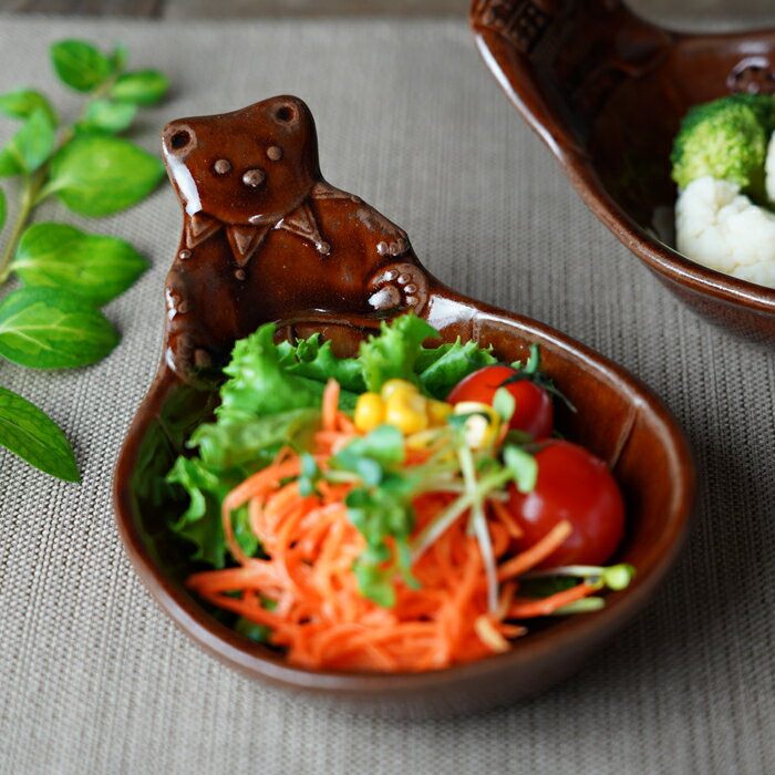 【最大30%offクーポンあり】益子焼 くまのしゃもじ鉢 ブラウン わかさま陶芸 小鉢 サーカスシリーズ ミ..