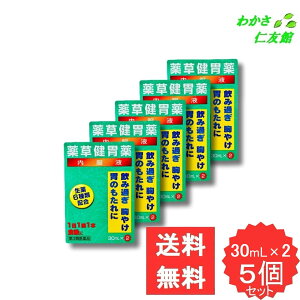 薬草健胃薬 30mL×2 【第3類医薬品】 5個セット 胃腸薬 胃薬 オウバク ケイヒ ウイキョウ カンゾウ ニンジン 吐き気 むかつき 二日酔 嘔気 悪心 食べ過ぎ 食欲不振 胃弱 消化不良 嘔吐 飲み過ぎ 胸やけ 膨満感 胃もたれ 胸つかえ
