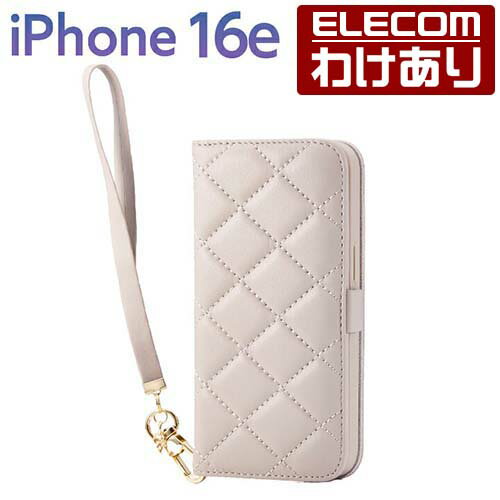 樂天商城 - 【訳あり】エレコム iPhone 16e 用 ＆me ソフトレザーケース キルテイング 磁石付 ハンドストラップ 手帳型 ハンドストラップ付き グレージュ ELECOM PM-A25SPLFJM4GB 【税込3300円以上で送料無料】[訳あり][ELECOM：エレコムわけありショップ][直営]