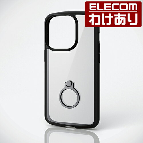 【訳あり】エレコム iPhone 14 Pro 用 TOUGH SLIM LITE フレームカラー リング付 ハイブリッド ケース カバー タフスリム ライト 背面クリア ブラック PM-A22CTSLFCRBK 【税込3300円以上で送料無料】[訳あり][ELECOM：エレコムわけありショップ][直営]