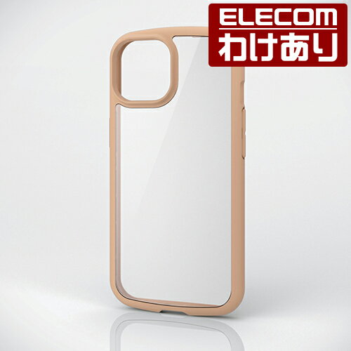 【訳あり】エレコム iPhone 15 用 TOUGH SLIM LITE フレームカラー ハイブリッド ケース カバー タフスリムライト 背面クリア ストラップシート付属 カフェオレ PM-A23ATSLFCBE 【税込3300円以上で送料無料】[訳あり][ELECOM：エレコムわけありショップ][直営]