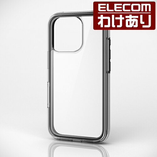 【訳あり】エレコム iPhone 16 Pro 用 MUBRAIN ハイブリッドケース 全周エアバッグ iPhone16 Pro ハイブリッド ケース カバー ブラック×クリア PM-A24CHVAIR2BK 【税込3300円以上で送料無料】[訳あり][ELECOM：エレコムわけありショップ][直営]