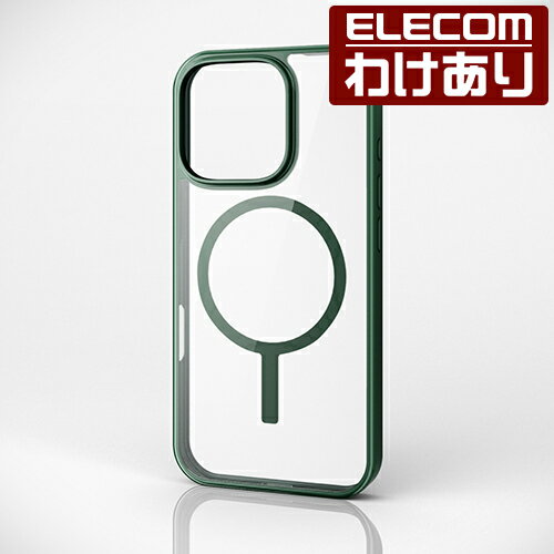 【訳あり】エレコム iPhone16 Pro 用 ハイブリッドケース フレームカラー MAGKEEP 3眼 6.3 スマホ ハイブリッド ケース カバー ディープグリーン PM-A24CMAG03GN 【税込3300円以上で送料無料】[訳あり][ELECOM：エレコムわけありショップ][直営]
