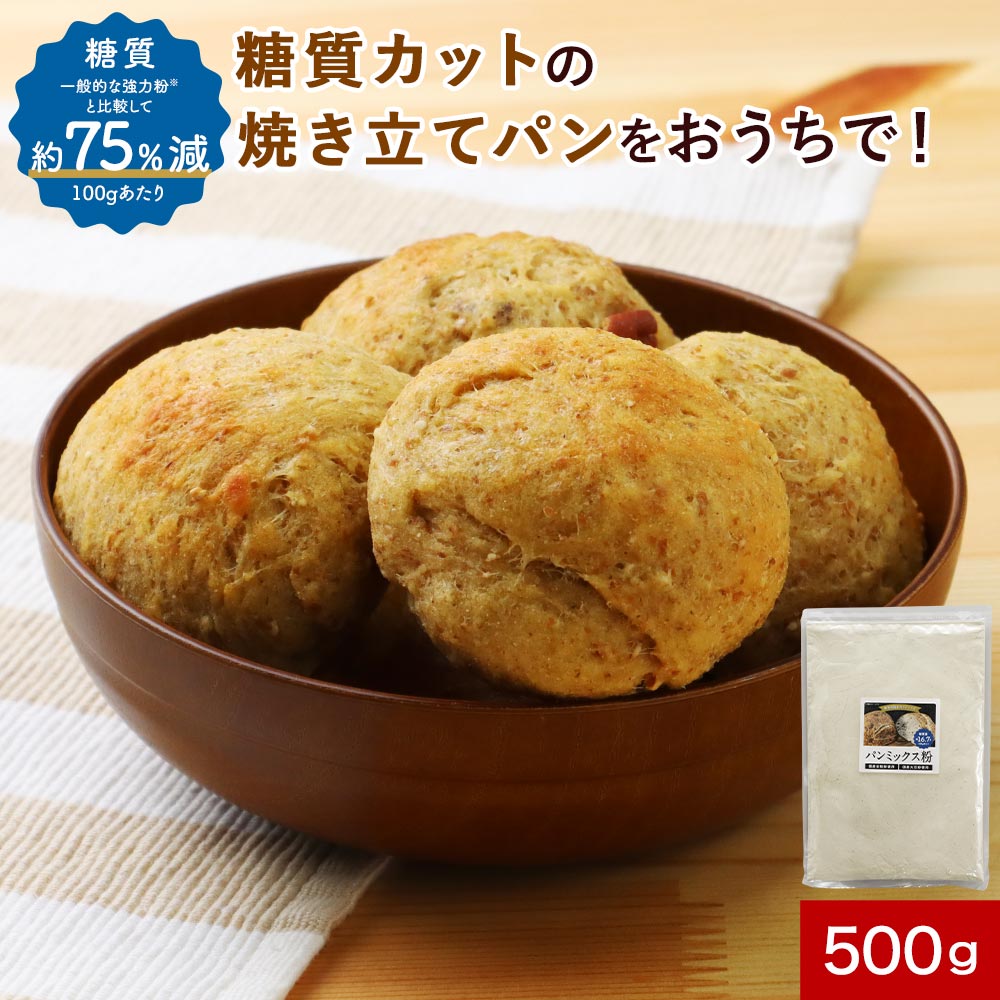 ＼LINE登録で20％OFFクーポン獲得／低糖質パンミックス粉 500g 低糖質 パンミックス ダイエット パン 小麦タンパク 糖質オフ 糖質制限 糖質カット ケーキミックス パンケーキミックス 送料無料 国産 食物繊維 油不使用 国産大豆使用 スイーツ レビュー特典