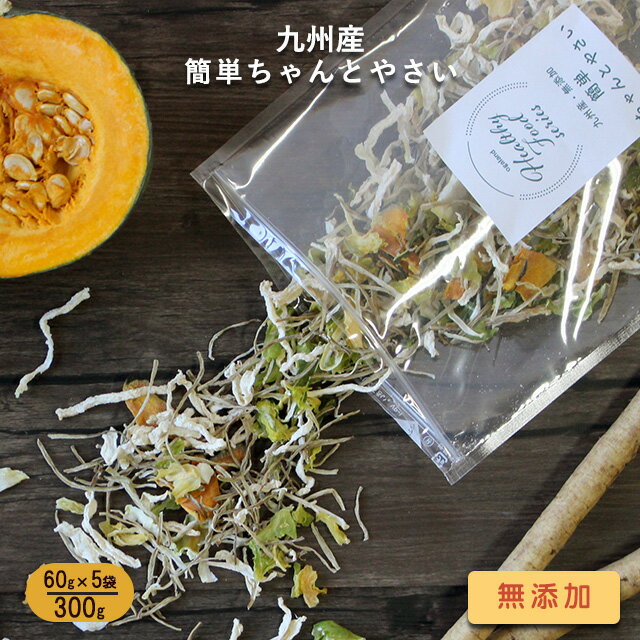 九州産 無添加 簡単ちゃんとやさい 300g（60g×5袋）　送料無料 乾燥野菜 国産 ブドウ糖無添加 乾燥野菜ミックス 野菜 味噌汁の具 カット TSG MTC