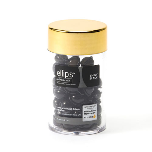 感動モノのツヤ髪に！ellips ヘアトリートメントボトル（シャイニーブラック）1ml×50個