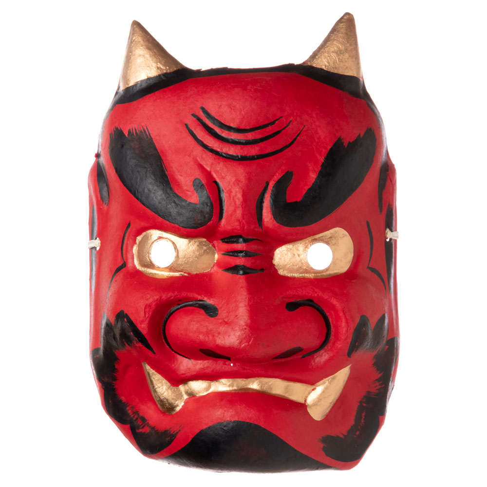鬼の面　和紙製　大人もかぶれるサイズ　節分の鬼役に　Japanese paper ogre mask