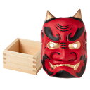 節分セット ヒノキ枡と鬼の面 二合枡 福豆用の枡と大人用鬼の面 Wooden measuring box and Japanese paper ogre mask