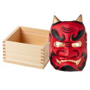 節分セット ヒノキ枡と鬼の面 一升枡 福豆用の枡と大人用鬼の面 Wooden measuring box and Japanese paper ogre mask