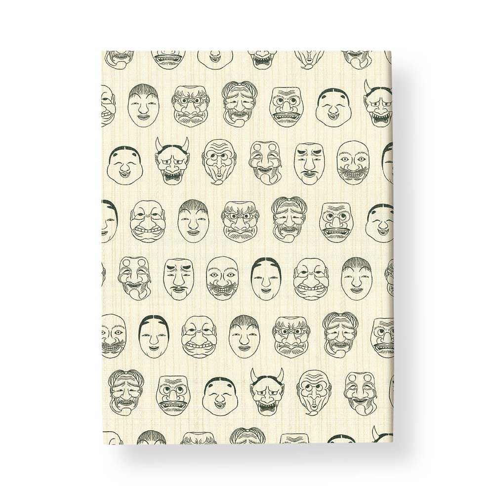 和詩倶楽部　室町紗紙ブックカバー　ホンノムシ　能狂言面 (MBD-034)　フリーサイズ判　吉兆書包み　丈..