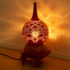 上州瓢箪　行灯　ランプシェード018　青海波　高さ36cm　ひょうたんから作られたインテリアライト　群馬県の工芸品　作者：天笠修次　Lamp shade of gourd, Gunma craft