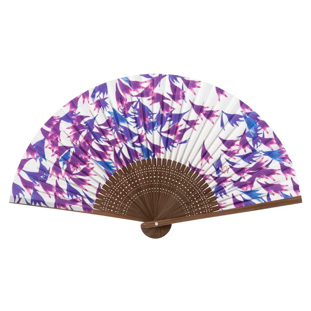 和詩倶楽部　女房扇　矢車菊　和紙の扇子　六寸五分　約20cm　やや小ぶり　女性用の定番サイズ　レディ..