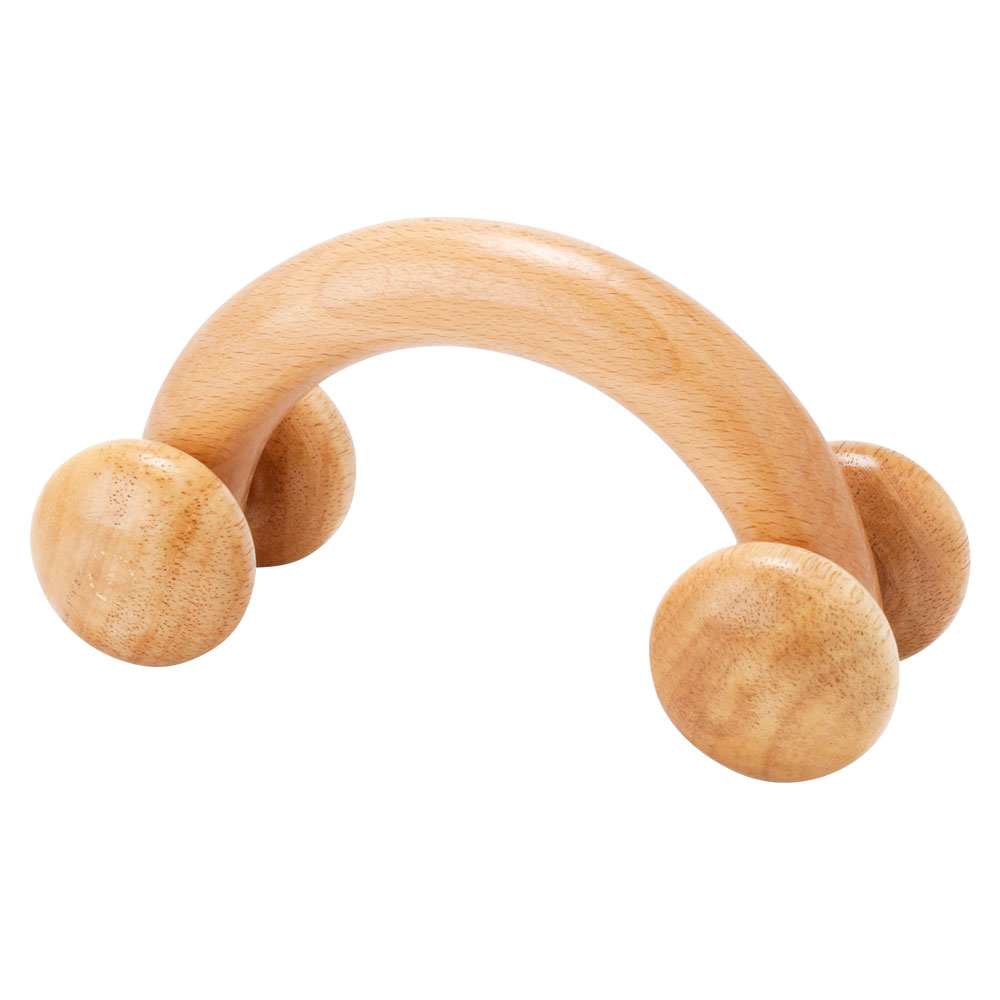 腰や肩に　木製4輪マッサージ器　Wooden Massager