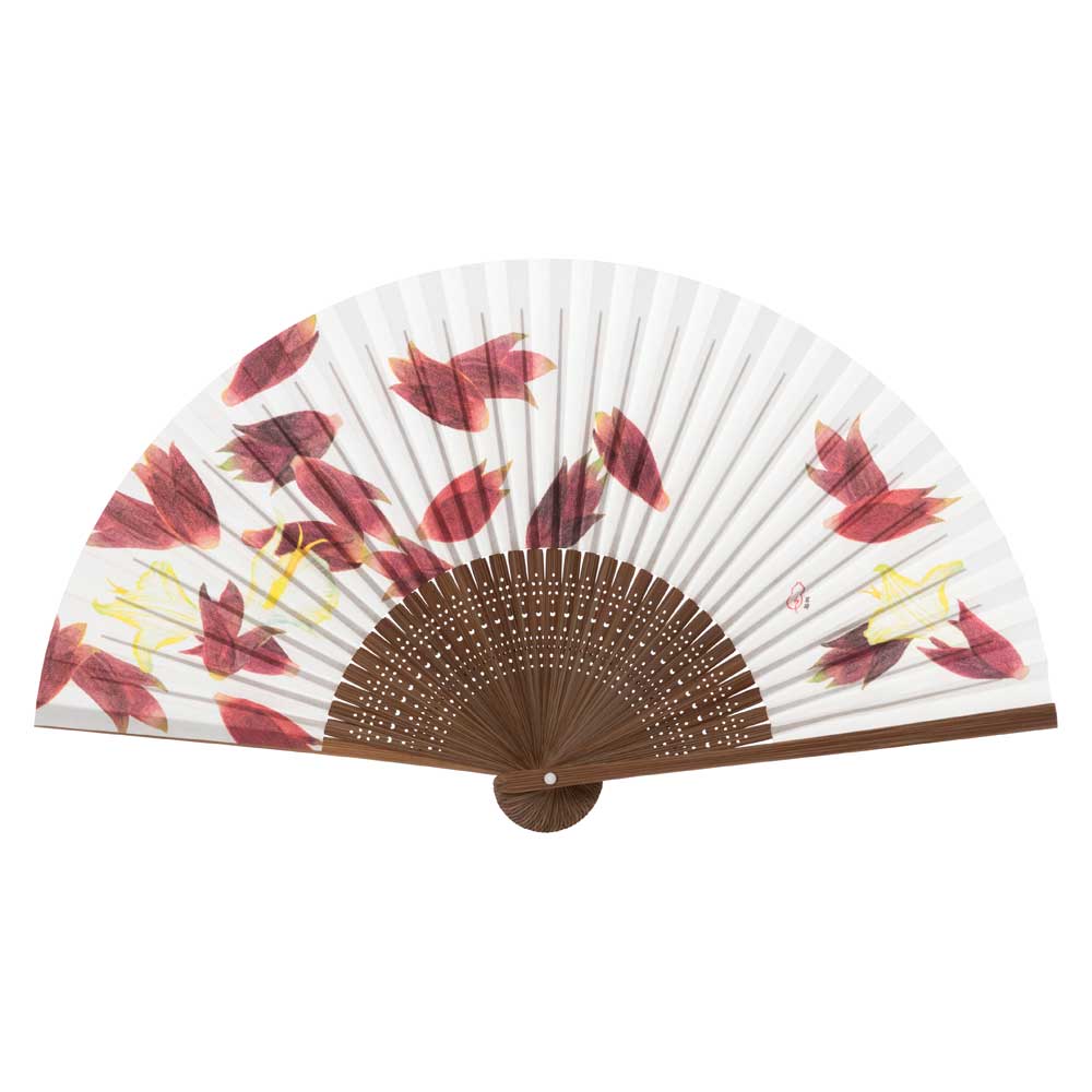 和詩倶楽部　女房扇　茗荷　みょうが　和紙の扇子　六寸五分　約20cm　やや小ぶり　女性用の定番サイズ..