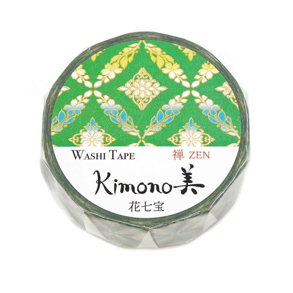 SAIEN カミイソ産商 マスキングテープ 花七宝 15mm 7m巻 禅ZEN 粋タイプ 金箔グラ...