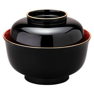 蓋付きお椀　雑煮椀　金箔　松竹梅　黒 (4T-516)　Bowl with a lid, Gold leaf Shouchikubai, Japanese lacquerware