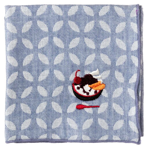 甘味ハンカチ あんみつ 七宝柄 刺繍入りガーゼハンカチ スーベニール Japanese pattern embroidered gauze handkerchief 甘味ハンカチ あんみつ 七宝柄 刺繍入りガーゼハンカチ スーベニール Japanese pattern embroidered gauze handkerchief