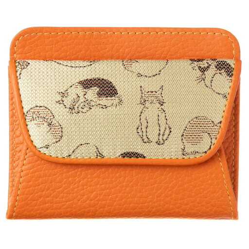 京都 あらいそ ねこ尽くしコインケース 淡黄×オレンジ 西陣織名物裂 Kyoto nishijin Coin purse 京都 あらいそ ねこ尽くしコインケース 淡黄×オレンジ 西陣織名物裂 Kyoto nishijin Coin purse