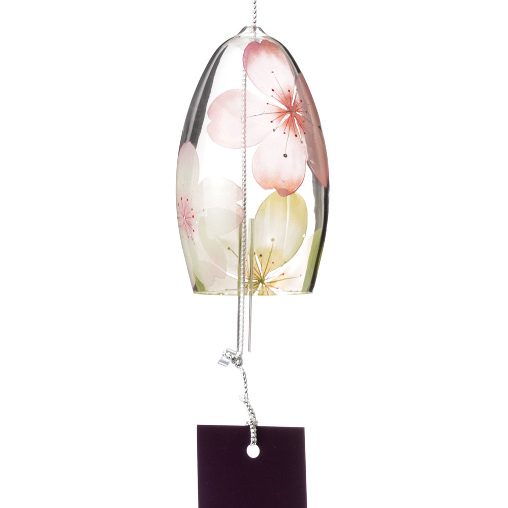 シャンパン風鈴　さくら　クリスタルガラス風鈴　木之本　福島県の工芸品　Wind bell, Fukushima craft