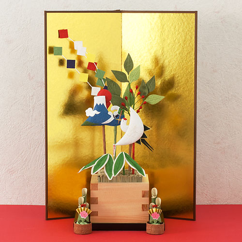 金屏風　縦長　置物・お飾り用品　ディスプレイ用　めでたや　Gold folding screen...