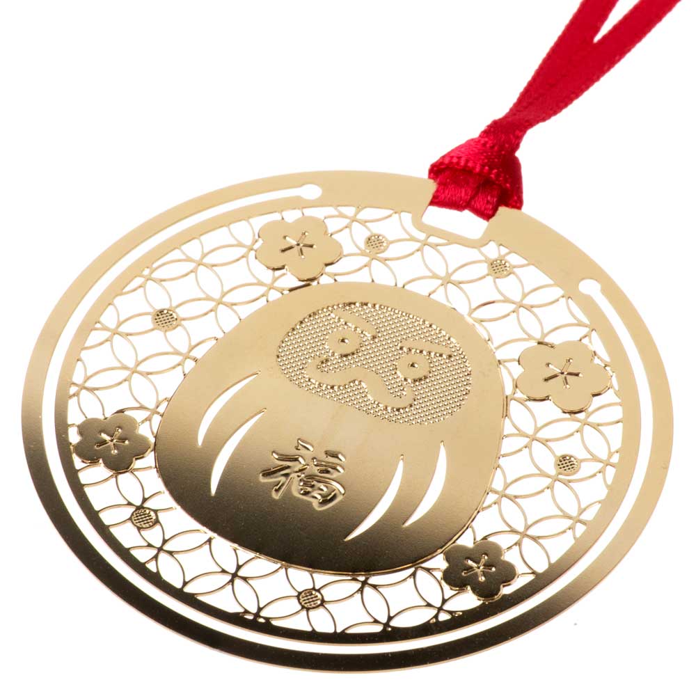 おまもりブックマーク　だるま　必勝祈願　合格祈願　金の栞シリーズ　繊細なエッチングで日本の絵柄を..