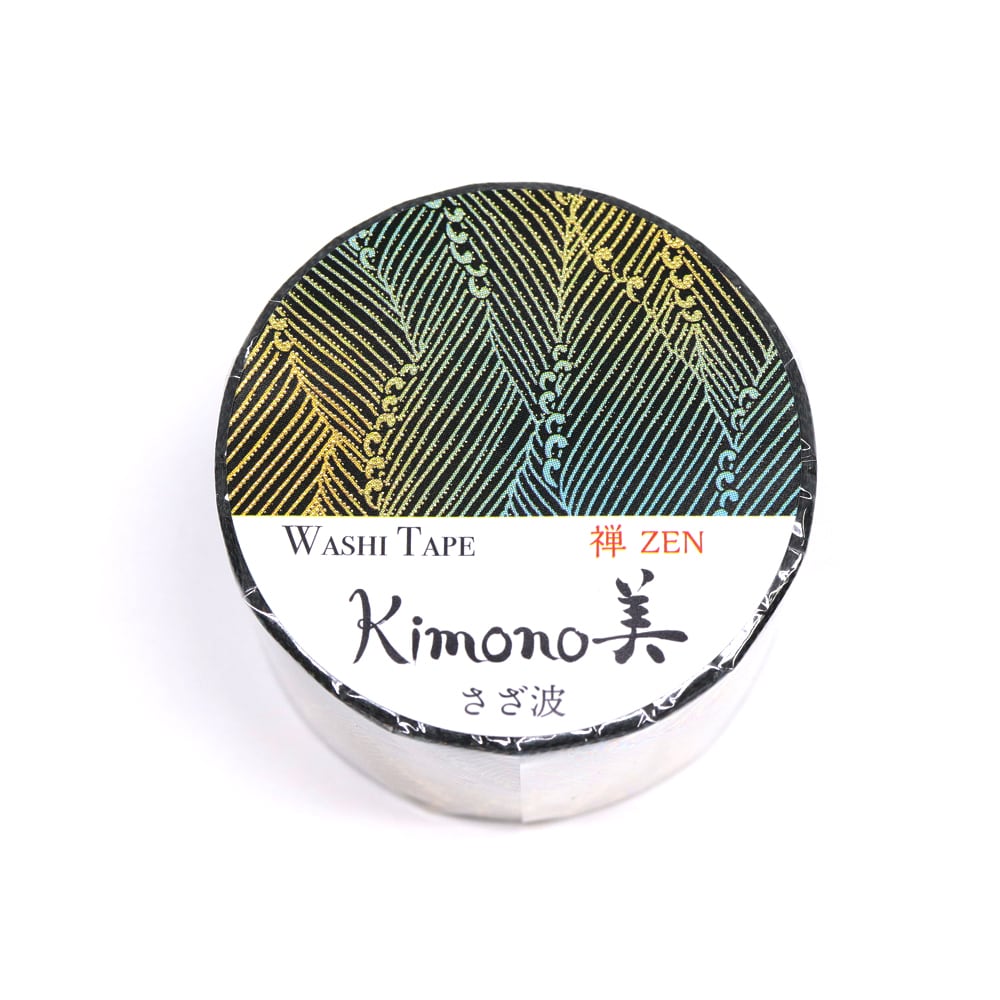 SAIEN カミイソ産商 マスキングテープ さざ波 25mm 5m巻 禅ZEN 粋タイプ 金箔グラ...