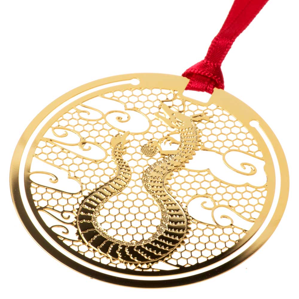 おまもりブックマーク　龍　立身出世　招福開運　金の栞シリーズ　繊細なエッチングで日本の絵柄を表現　金属製しおり　和風ブックマーカー