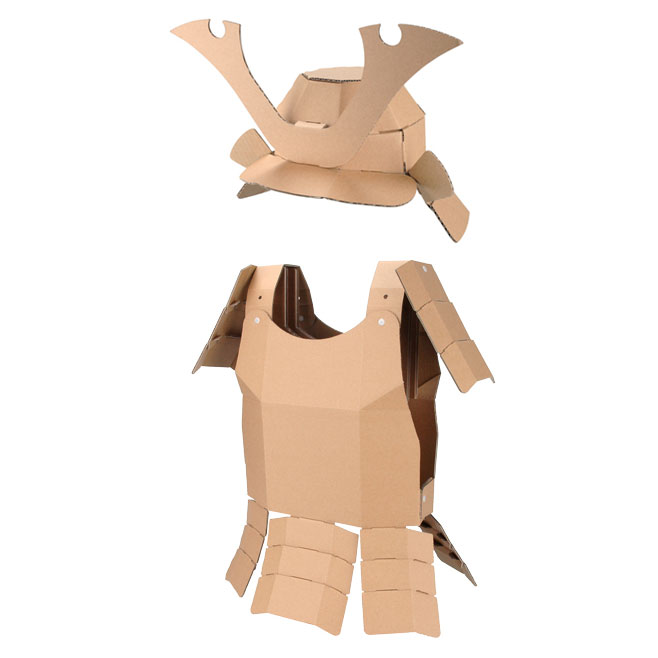 なりきりシリーズ ダンボール兜＋甲冑セット 対象年齢6-12歳 気分は戦国武将 鎧兜組み立てキット ハロウィン コスプレ 仮装に Cardboard armor kit