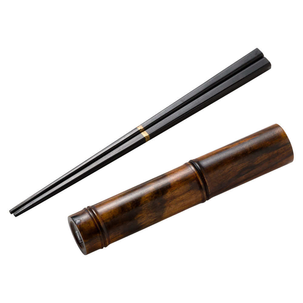 ؂Ȃ@؃P[X@`@sER@؍H|@R@Wooden chopsticks with case, Persimmon-wood, Works of Japanese precious wood