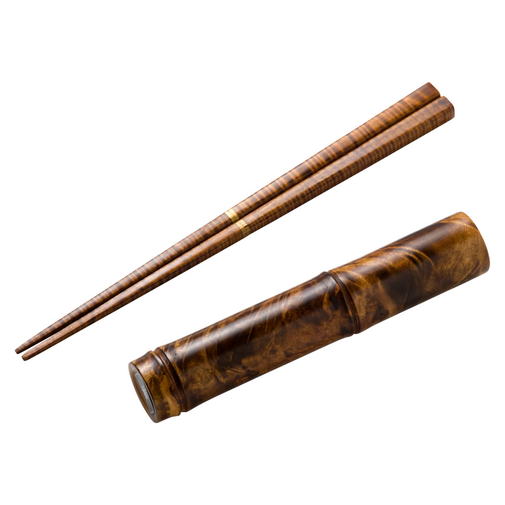 ؂Ȃ@؃P[X@ȁiƂj@sER@؍H|@R@Wooden chopsticks with case, Diospyros, Works of Japanese precious wood