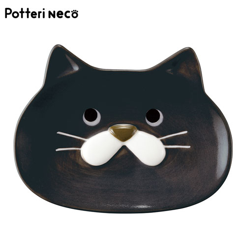 PotteriNeco　ぽってりおかお豆皿　黒猫 (MG-37263)　電子レンジOK　Small dish