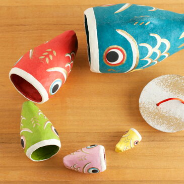 和紙皐月飾り　張子鯉のぼり置物　はりこーシカ5尾　端午の節句・こどもの日